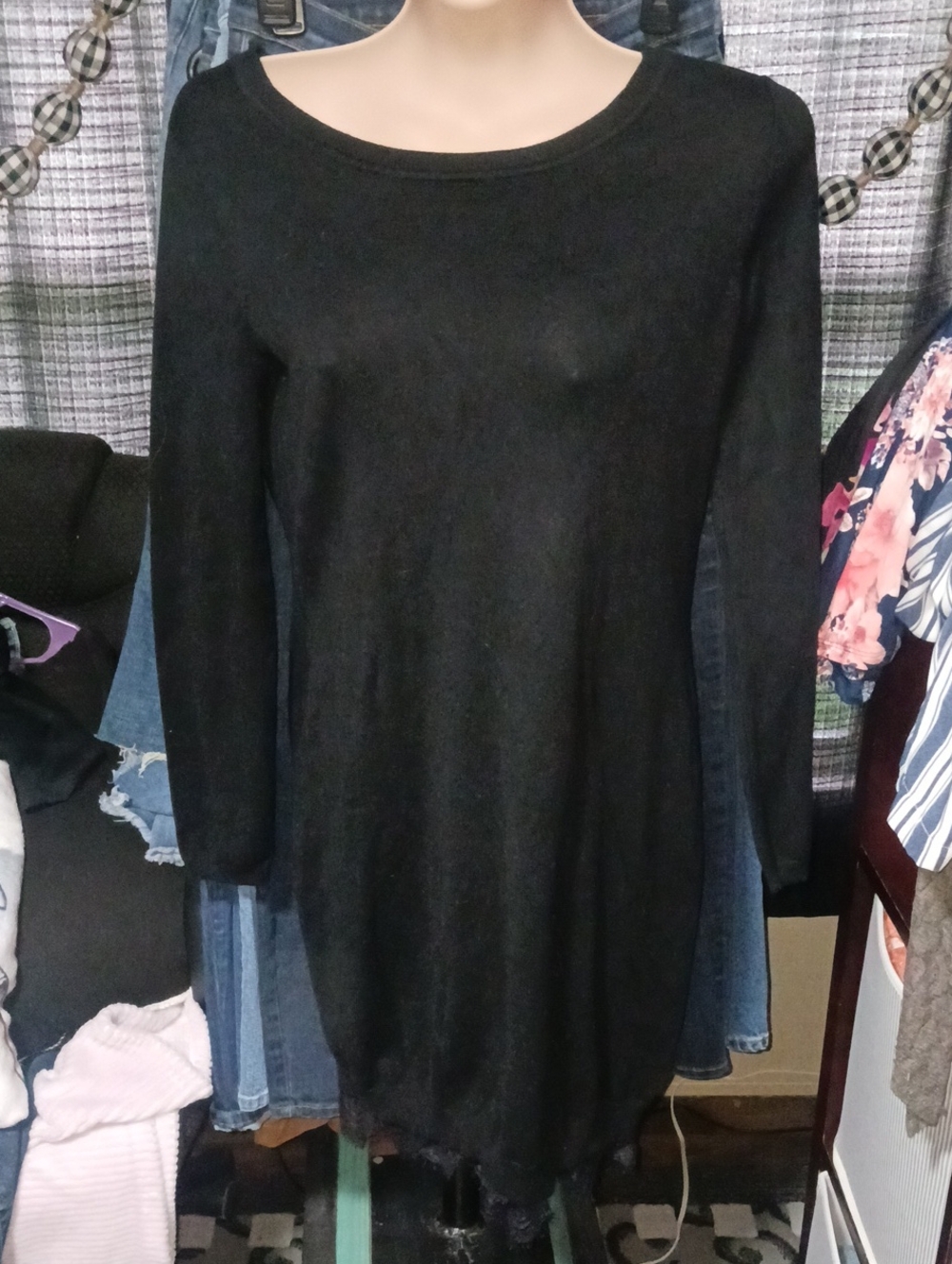 Cato Black Long Sleeve Knit Dress